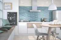 Плитка 30x8 настенная Opal Sky рельефная глянцевая голубой Cifre