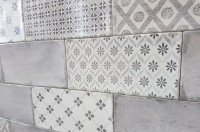 Плитка 20x10 настенная Vita Nebbia гладкая + рельефная глянцевая графитовый Fabresa