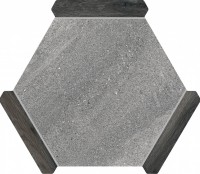 Плитка напольная 25x22 Сакраменто серый - черное дерево матовая Monopole