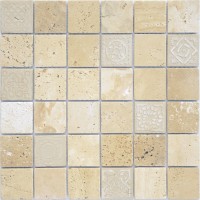 Мозаика из натурального камня LeeDo Art Travertino Beige MAT 48x48x8