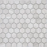 Мозаика из натурального камня LeeDo Travertino silver MAT hex 18x30x6