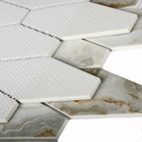 Мозаика 31x27 6мм Fontana Great 151.6*62.18*6 белый Bonaparte