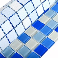 Мозаика 30x30 4мм Blue wave-3 25*25 белый Bonaparte