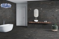 Плитка настенная 120x60 Александрия черный сахарный карвинг лаппатированная Realistik