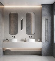 Керамогранит 160x80 9мм матовая с микрогранулами CZ-SL01-B Listello Bianco серый камень Arcadia Ceramica