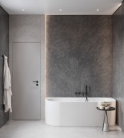 Керамогранит 160x80 9мм матовая с микрогранулами CZ-SL03-B Listello Nero серый камень Arcadia Ceramica