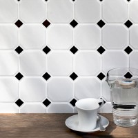 мозаика 30x30 6мм Geometry Octagon Big White/black Matt матовая Starmosaic