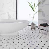 мозаика 30x30 6мм Geometry Octagon Big White/black Matt матовая Starmosaic