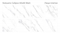 Керамогранит 60x60 8мм Silk Statuario Calipso Matt матовая Staro