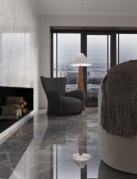 Керамический слэб 120x120 9мм Polished Tundra Gris Luminous полированная зеркальная Staroslabs