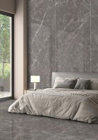 Керамический слэб 120x120 9мм Polished Tundra Gris Luminous полированная зеркальная Staroslabs