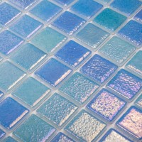 Стеклянная мозаика 32x32 4мм Shell Blue 551/552 перламутр Vidrepur