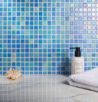 Стеклянная мозаика 32x32 4мм Shell Blue 551/552 перламутр Vidrepur