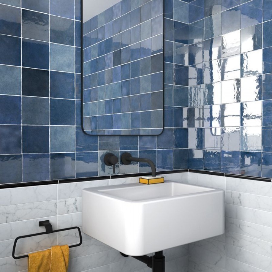 Плитка 15x15 Colonial Blue Artisan глянцевая синий однотонный Equipe Плитка 15x15 Colonial Blue Artisan глянцевая синий однотонный Equipe