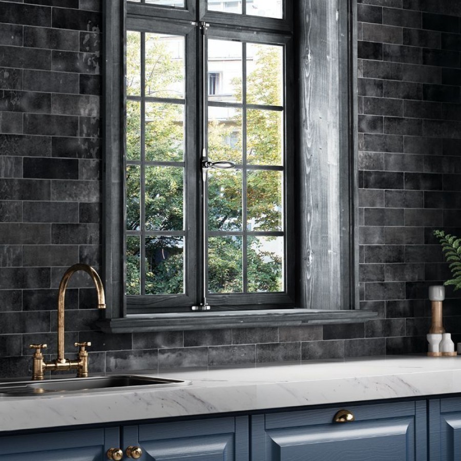 Плитка 15x15 Graphite Artisan глянцевая моноколор однотонный Equipe Плитка 15x15 Graphite Artisan глянцевая моноколор однотонный Equipe