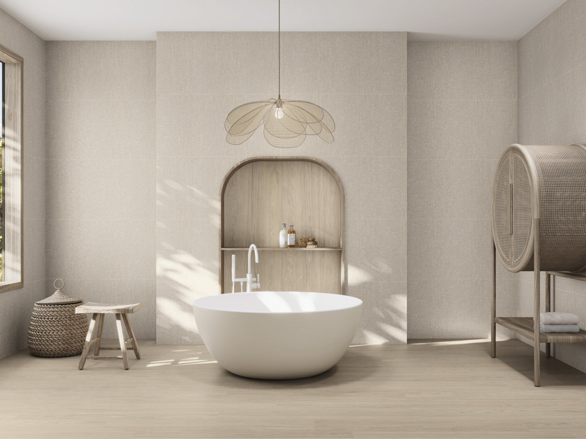 Керамогранит 120x60 Linen Rect Matt Munui матовая бежевый в полоску 6мм Ape Керамогранит 120x60 Linen Rect Matt Munui матовая бежевый в полоску 6мм Ape