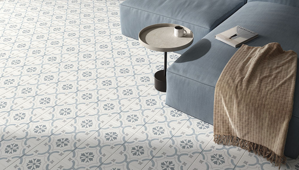 Керамогранит 22x22 Blue Ornate Sirocco белый узор Harmony Керамогранит 22x22 Blue Ornate Sirocco белый узор Harmony