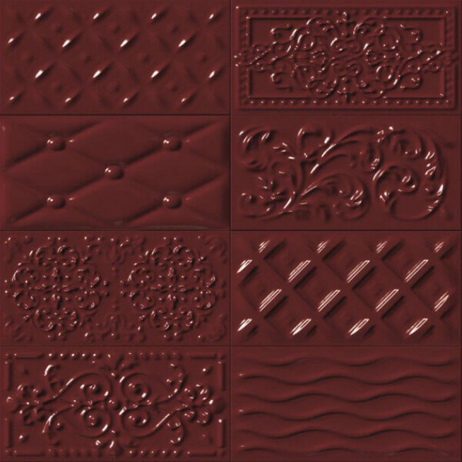 Плитка 20x10 Cereza Raspail Matt Mugat/Rivoli матовая, рельефная бордовый однотонный Vives Плитка 20x10 Cereza Raspail Matt Mugat/Rivoli матовая, рельефная бордовый однотонный Vives