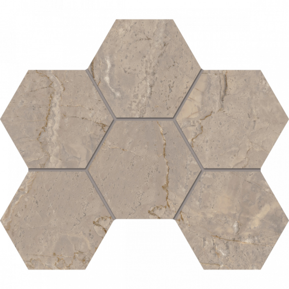 Плитка Estima мозаика 29x25 BR02 Hexagon полированный бежевый