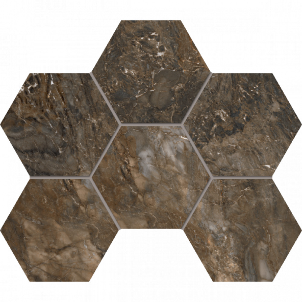 Плитка Estima мозаика 29x25 BR04 Hexagon неполированный коричневый