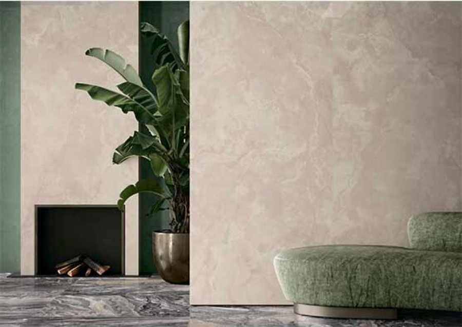 Керамогранит 278x120 Pink Onyx Luc Anima Futura глянцевая, полированная бежевый мрамор Caesar Керамогранит 278x120 Pink Onyx Luc Anima Futura глянцевая, полированная бежевый мрамор Caesar