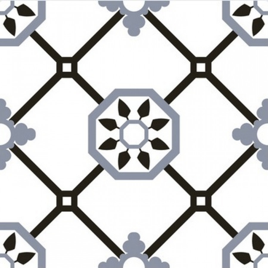 Керамогранит 23x23 напольная Alba 22 Azul гладкая матовая бело-черно-голубой Mijares - Cerlat Керамогранит 23x23 напольная Alba 22 Azul гладкая матовая бело-черно-голубой Mijares - Cerlat