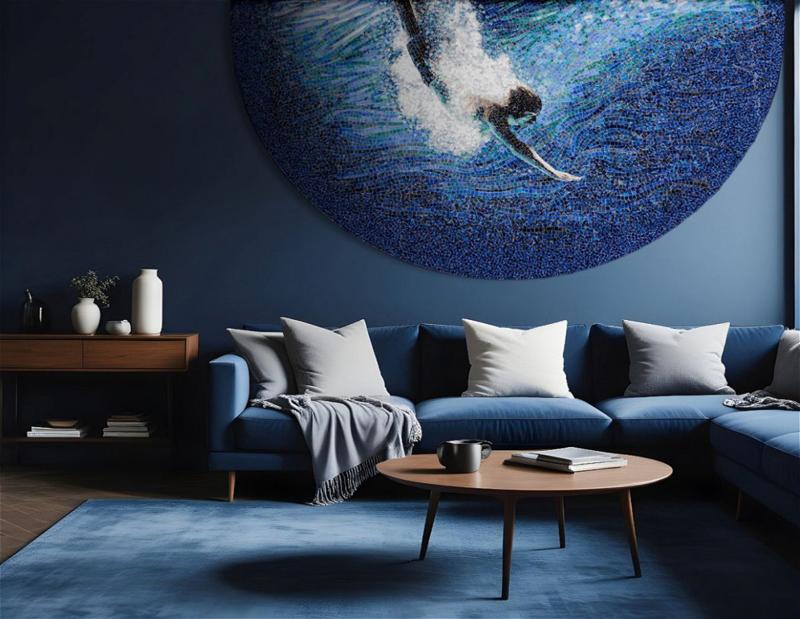 Художественное панно из стеклянной мозаики 300x150 Art Natura Смальта Погружение синий Art Natura Художественное панно из стеклянной мозаики 300x150 Art Natura Смальта Погружение синий Art Natura