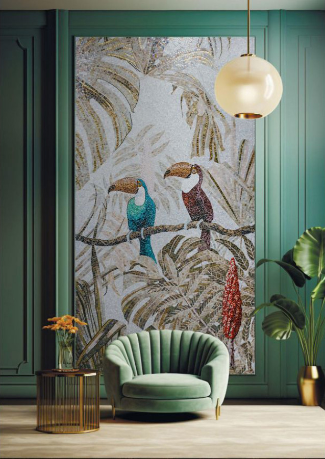 Панно 280x140 Туканы бирюзовый Art Natura Панно 280x140 Туканы бирюзовый Art Natura