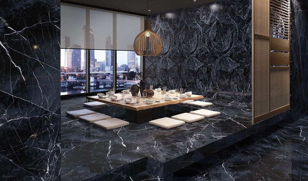 Керамогранит 280x120 Calacatta Black Lappato Tele Di Marmo Revolution лаппатированная черный мрамор 7мм Emil Ceramica Керамогранит 280x120 Calacatta Black Lappato Tele Di Marmo Revolution лаппатированная черный мрамор 7мм Emil Ceramica