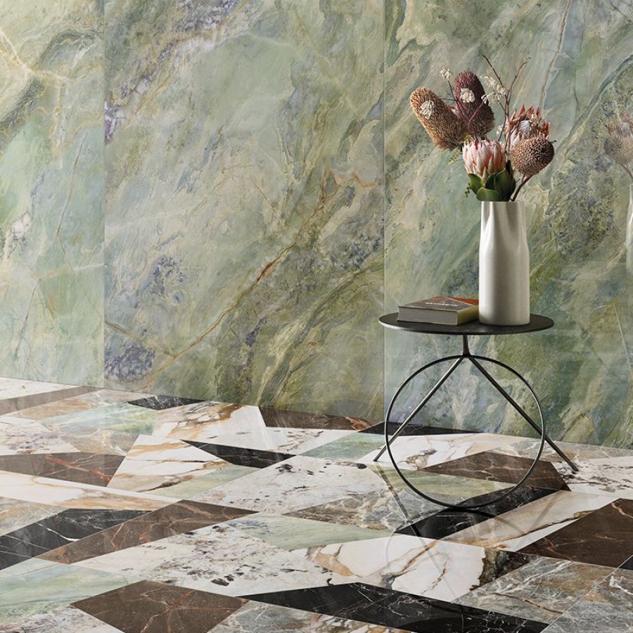 Керамогранит 120x60 Raggio Verde Rett 9Cento лаппатированная зелёный мрамор 9мм Keope Ceramiche Керамогранит 120x60 Raggio Verde Rett 9Cento лаппатированная зелёный мрамор 9мм Keope Ceramiche