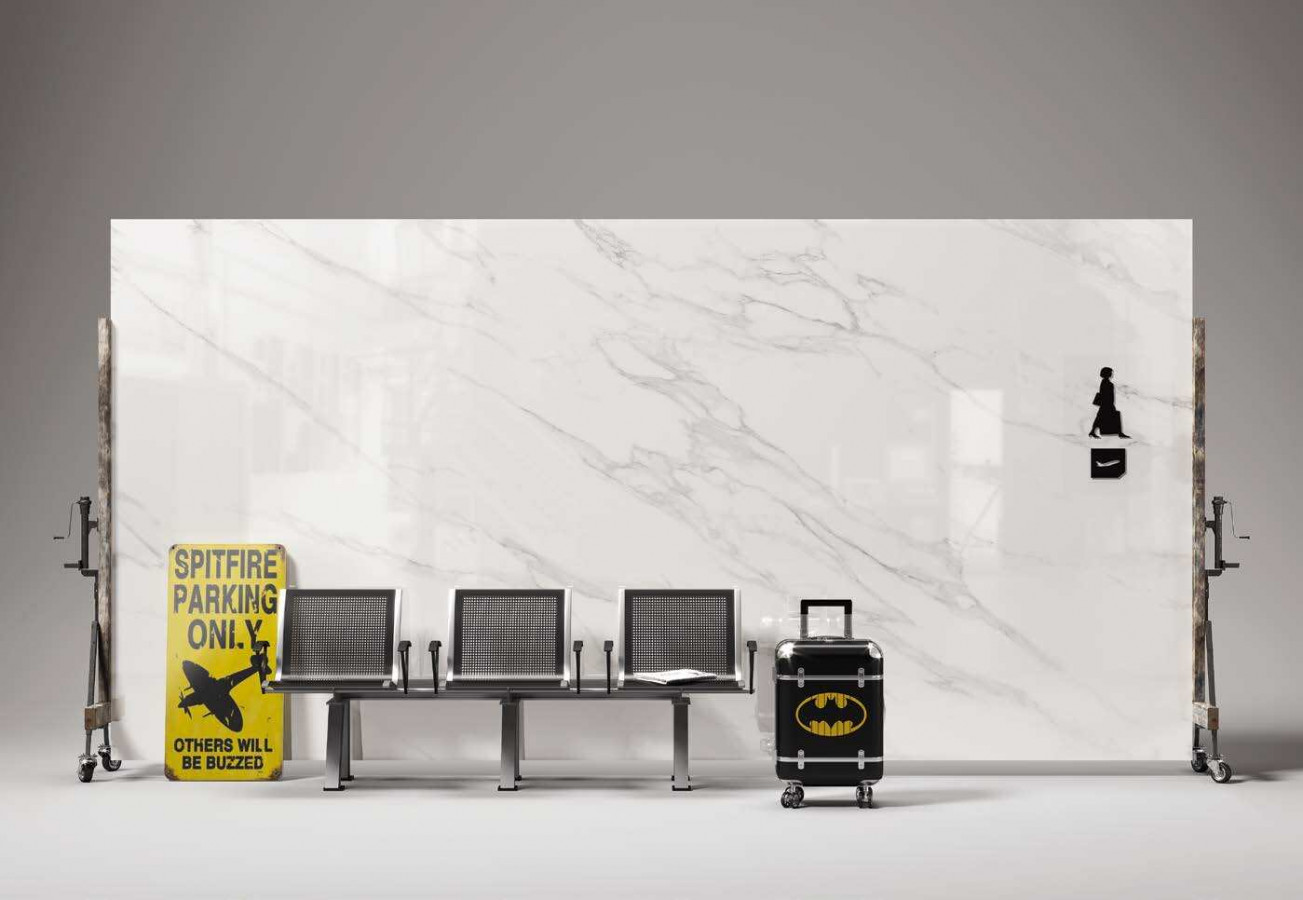 Керамогранит 320x160 Stuoiato Calacatta Lappato Marmi глянцевая, лаппатированная, полированная белый мрамор 6.5мм Level Керамогранит 320x160 Stuoiato Calacatta Lappato Marmi глянцевая, лаппатированная, полированная белый мрамор 6.5мм Level