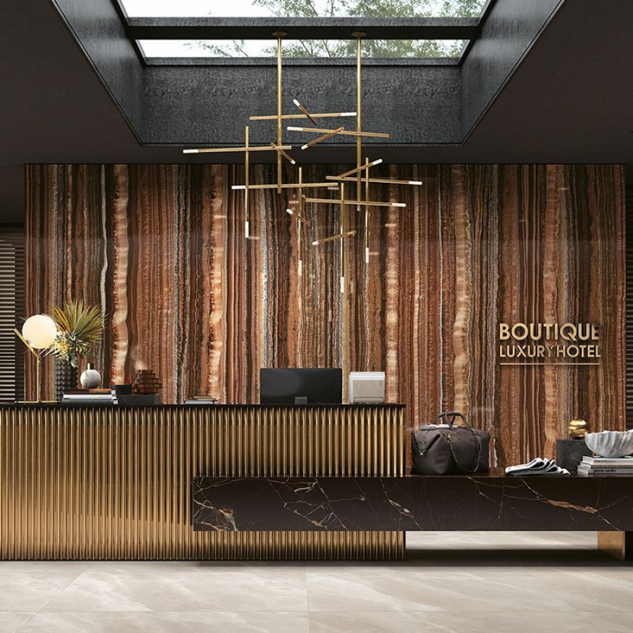 Керамогранит 280x120 Onice Fantastico Lucido Wanderlust глянцевая коричневый оникс 6мм Mirage Керамогранит 280x120 Onice Fantastico Lucido Wanderlust глянцевая коричневый оникс 6мм Mirage