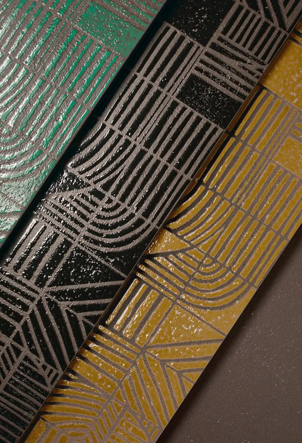 Керамогранит 60x15 Segno Ocra Mater глянцевая желтый узор Mutina Керамогранит 60x15 Segno Ocra Mater глянцевая желтый узор Mutina